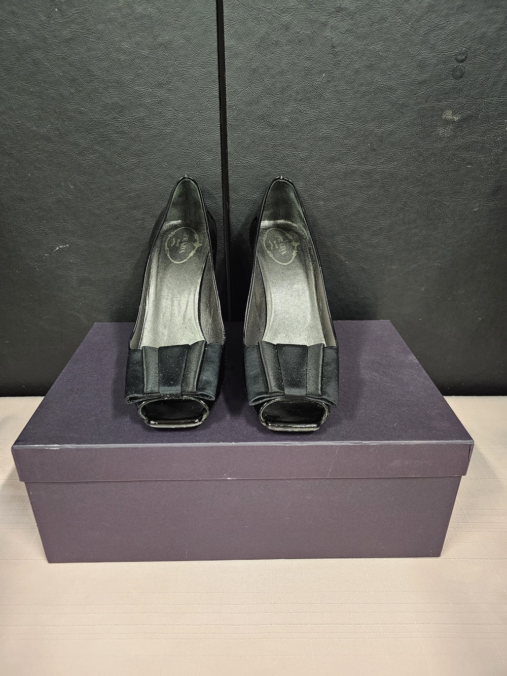 Prada Peep-Toe Bow Pumps - Elegant Women's Dress Shoes